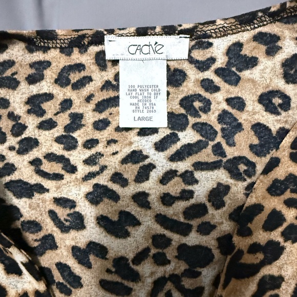 Cache Leopard Print Long Sleeve Top L - Picture 2 of 4